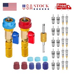 R134A R12 Valve Core Remover Installer Tool Kit No Loss High Low AC Brass 37pc