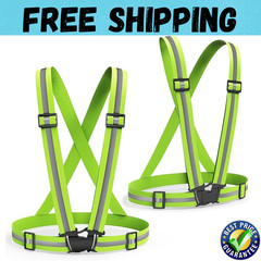 2 Pack Safety Vest Adjustable Reflective Belt Stripe Night Running Jogging Bike
