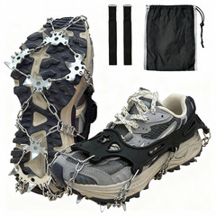 19 Stainless Steel Spikes Crampons, Anti-Slip Ice Cleats for Shoes and Boots