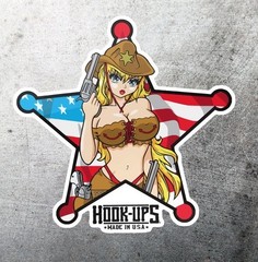 Hook Ups Girl Star USA skateboard sticker Die Cut Waifu Sticker Die Cut Decal