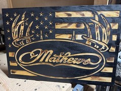 Mathews Archery American Flag! 24″ X 16″ CNC Machined Rustic Wooden
