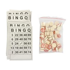Classic Bingo Game, Wooden Bingo Set Includes 40 Bingo Number Cards and 75 Ch…