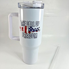 Stainless Steel Travel Tumbler 30oz Patriotic Freedom Flag Handle