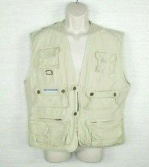 Vintage America Perry Ellis Hunting Fishing Vest Zip Button Front Men’s Medium