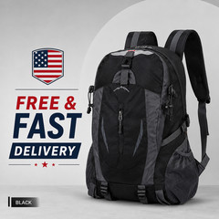 Heavy Duty Travel Backpack 40L Large Capacity Camping Hiking Rucksack Bag(BLACK)