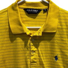 Polo Golf Ralph Lauren Shirt XL Mens Yellow Striped Pima Cotton Short Sleeve
