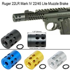 Ruger .22LR Mark IV 22/45 Muzzle Brake 1/2″x28 TPI C Anodized Aluminum