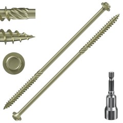 (1 lbs 14PCS)#14 x 7 Yellow Hex Exterior Lag Screws, 6.3x175mm,Structural Woo…