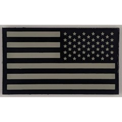 IR Reverse American Flag Patch; Subdued Infrared Tactical Patch w/ Hook Fastener