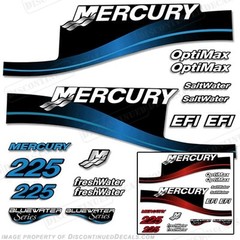 Fits Mercury 225hp Outboard Decal Kit Blue or Red 225 All Models Available