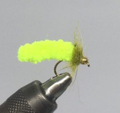 One Dozen (12) – Tungsten Beadhead Mopfly – Chartreuse
