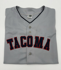 OT Sports Tacoma Rainiers Baseball Jersey Button Front Gray/Navy/Red Size 44