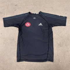 Adidas Gracie Barra Rash Guard Shirt Mens XL Navy Raglan Short Sleeve Pullover