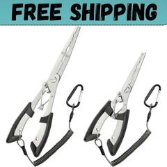 2PCS Stainless Steel Fishing Pliers with Lanyard, HIA Nose Pliers Fishing Hook R
