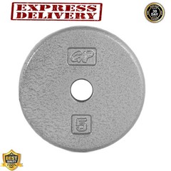 Cast Iron Weight Plate Standard 1 Inch 5 Pound Gray Solid Finish 5LB