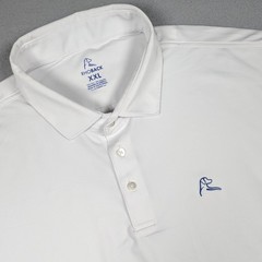 Rhoback Performance Polo Mens XXL White Short Sleeve Stretch Golf Shirt Logo