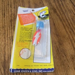 Vtg Luhr Jensen & Sons “Bikini” On Card Stock 1/6 Oz Fire White Stripe Rare