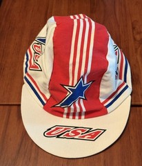 Vintage USA Red White Blue Cycling or Running Cap Pace Sportswear Cotton