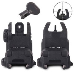 Gen II Flip Up Sights Front & Rear Polymer 20mm Picatinny Mount Black -US STOCK