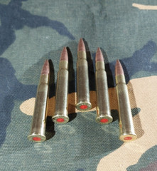 303 BRITISH SNAP CAPS SET OF 5 «SAFETY RED» BRASS AND FMJ