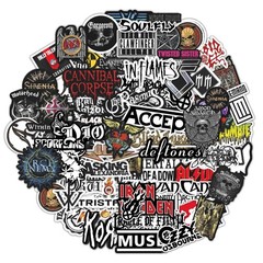 100 Pcs Heavy Metal Band Stickers, Waterproof Rock Decals, Guitar Emblems