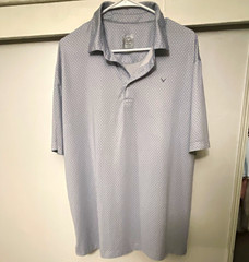 Callaway Opti-Dri Men’s XL Blue/White Geometric Short Sleeve Golf Polo Wicking