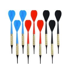 Commercial Soft Plastic Tip Brass Shaft House Bar Darts – 1/4″ Tip- Set of 9