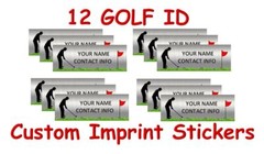 12 Sticker for ID 1″ x 2-1/2″ GOLF Club Identification Tag label sports custom