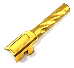 High Table Glock 43 Barrel | Spiral Fluted | Crowned | 1:10 Twist | Gold Finish