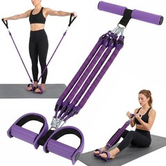 Pedal Resistance Band with Handles, Adjustable Resistance Bands Set (25 Purple