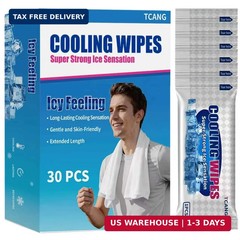 30 Pack Disposable Cooling Wipes, Individually Wrapped No-Rinse Cooling Towels,