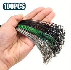 100pcs Trace Wire Leader Stainless Steel Fishing Line Leaders With Snap & Swivel