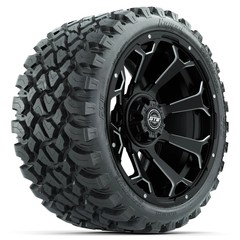 Set of (4) 15 inch GTW Raven Matte Black Wheels 23×10-R15 Nomad Tires