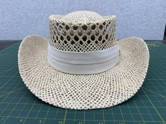 Greg Norman “The Shark” Signature Straw Golf Hat w/ Beige Band – Natural
