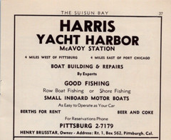 Harris Yacht Harbor Fishing , Hodan’s Fishing Camp California Print Ad c1951