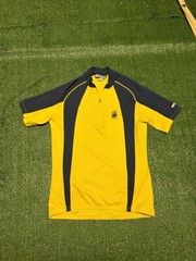 Men’s Small Sugoi Bike Jersey Yellow Navy Pockets Logo Zipper FAST SHIP
