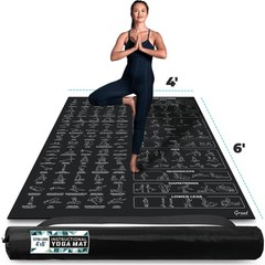 Grand Basics Extra-Large 6 X 4 Instructional Yoga Mat Poses Printed On It – 2X