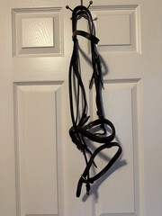 Horse size leather schooling english bridle Black Flash Noseband Dressage