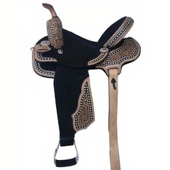 Western Barrel Racing Horse Saddle Premium Leather with tack set 10» to 18′ in