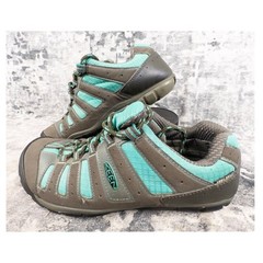 Keen Alpha WP CNX Hiking Shoes Womens Size 9 Grey Teal Waterproof Lightweight