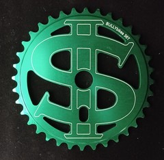 BULLY BMX BIG SPROCKET GEAR for 19mm spindles Made in USA! 3/32″ 36 tooth GREEN