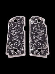 Pearl Floral Scroll Kimber Micro 9 Grips Checkered Engraved Textured