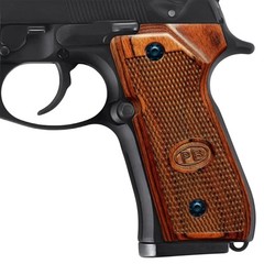 Beretta 92 96 92FS Full Size Wood Grips Checker Rosewood Grip Set w/ Screws