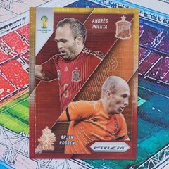 2014 Panini Prizm World Cup Arjen Robben Andres Iniesta Yellow & Red Pulsar