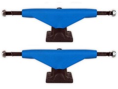 NOS Tracker SIXTRACK 9″ Skateboard Trucks TILE BLUE w/BLACK Bases