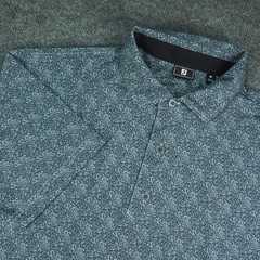 FootJoy Polo Shirt Mens Med Blue Speckled Performance Golf Activewear 3295