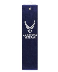 US Air Force Veteran Airman USAF Navy Tri-fold Golf Towel Gray Vinyl 16″x26″