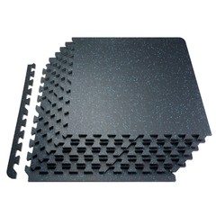 VEVOR 0.56″ Thick Gym Floor Mats 25 Tiles Rubber Top with EVA Foam Black & Blue