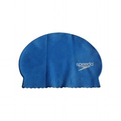 Vintage Speedo Adult Solid Blue Latex Swim Cap Scalloped Edge Stretchy Malaysia