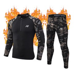 Winter Thermal Underwear Set Fleece Base Layer Long Johns Top&Bottom for Men